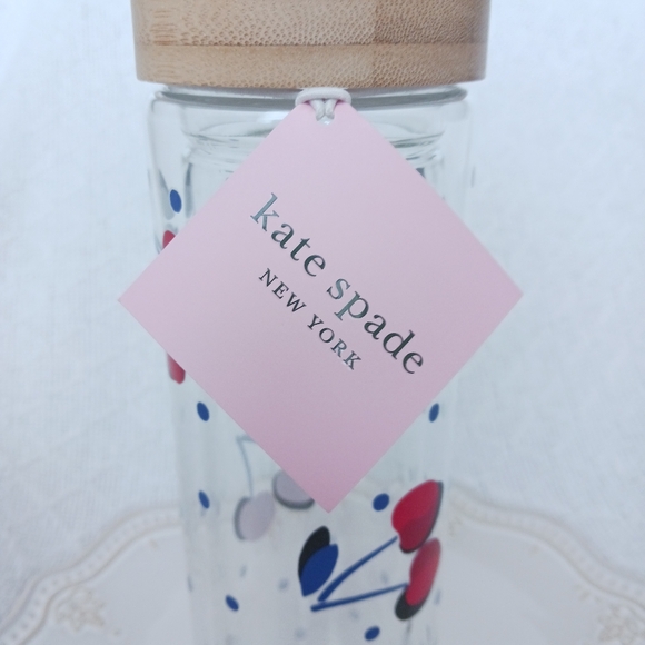 Kate Spade New York × Lenox Vintage Cherry Dot Glass Hydration Bottle 15 oz. - Picture 8 of 15